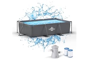 Dardaruga Piscina 300 x 200 x 75 cm + Bomba Filtro Ahorro Energético + 2 Cartuchos de Filtro, Modelo Bali, Marca y Asistencia Italiana, Materiales Premium, Liner Multicapa, Elegante, Antracita