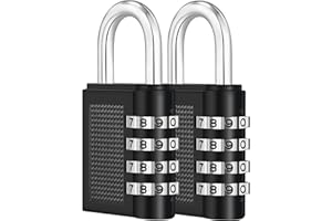 ZHEGE Padlock for Gym Locker, 4 Digit Combination Padlocks with Code Outdoor for Gate, Door, Shed, Fence, Code Padlock for School Locker, Cabinet, Toolbox (2 Pack, Black)