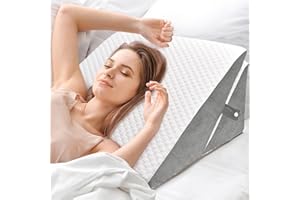 ‎INFANZIA INFANZIA Verstellbares Keilkissen, Hochdichteschaum Lesekissen für Bett und Sofa, Ergonomisches Kopfkissen Bettkeil für Reflux Schlafapnoe, Beinkissen-Rückenkissen beim Spielen, Lesen (Weiß&Grau)