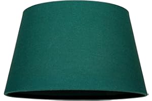 Traditional 14 Inch Forest Green Linen Drum Table/Pendant Lampshade 60w Maximum | with Inner Cotton Fabric Lining | Reversible Gimbal by Happy Homewares
