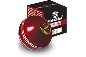 ONEGlobal Iconica palla da cricket in pelle, 100% cucita a mano, 156 g, struttura impermeabile in 4 pezzi, palline da cricket dure di qualità