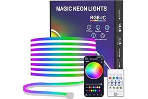 TK99SW Neonowa taśma LED 5m, wodoodporna neonowa taśma świetlna LED IP67 z aplikacją i pilotem, neonowe oświetlenie sznurkowe do dekoracji wewnętrznych i zewnętrznych