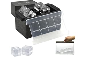 BANGP Moules à glaçons transparents - Machine à glaçons géante transparente de 2 pouces, 8 grands glaçons transparents pour le whisky et les cocktails avec sac de rangement