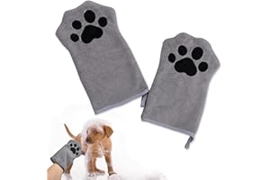 Niuhong 2 Pcs Hundehandtuch Katzen Reinigung Handschuhe Haustiere Saugfähiges Reinigungstuch Weich & Langlebig Mikrofaser Handtuch Handschuhe Hunde Katze Andere Klein Tiere (grau)