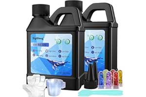 SIGWONG Resina UV Trasparente-500g Colla UV Dura Cristallina, Basso Odore Trasparenza Resina Epossidica Rapida per Creazioni Creazione di Gioielli, Decorazione Artigianale Fai da Te, Stampo, Fusione