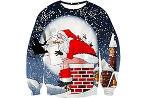 UNIFACO Unisex Pull de Noël Sweatshirt Hommes Femmes 3D Imprimé Sweat Manches Longues Fun Noël Moche Pulls