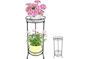 Giyiprpi Support de Plante en Métal, Supports de Pot de Fleur à 2 étages, Stand Plant Tabouret de Fleur Pour Intérieur et Extérieur, Support D'affichage Pour Jardinière Salon Balcon Jardin (Style 1)