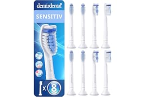 ‎DEMIRDENTAL 8er demirdental Sensitive Aufsätze passend für Philips Sonicare Ersatzbürsten, Weiche Bürstenköpfe für sensible Zähne, Weiß, entspricht HX6058