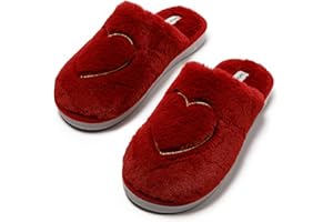 JOMIX Zimowe kapcie damskie pluszowe miękkie ciepłe kapcie domowe haftowane serce