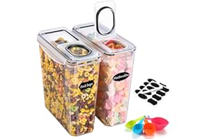 YASHE Botes Cocina Almacenaje Juego de 2 Piezas (3.7L), Recipientes Herméticos para Alimentos con Tapa Sin BPA, Recipientes de Almacenamiento Cocina para Almacenar Cereales, Pasta, Granos