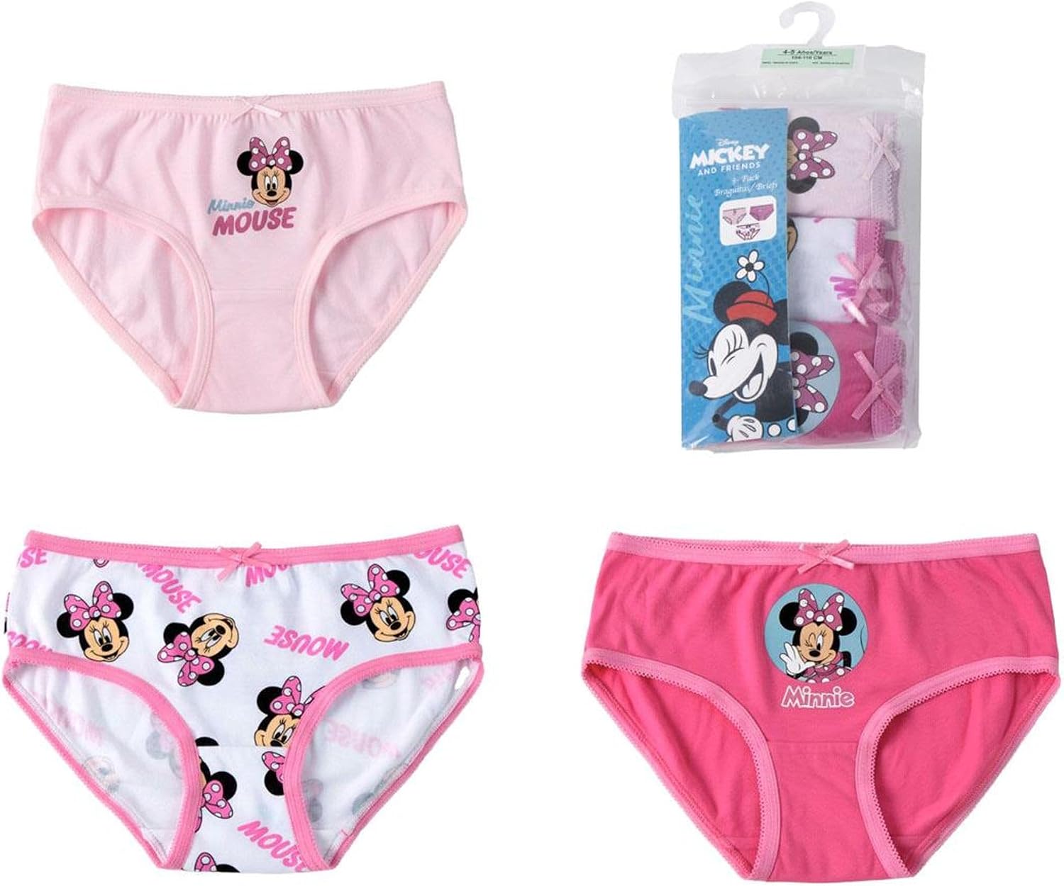 Pack Braguitas 3 o 5 Piezas Disney - Ropa Interior Niña Algodón Suave y Transpirable, Braguitas Disney Ajustables y Cómodas, 2-8 Años