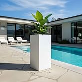TerraGuard Demonte Dikey Metal Saksı 70x32x32cm Paslanmaz B&uuml;y&uuml;k Saksı İ&ccedil; ve Dış Mekan (Beyaz)