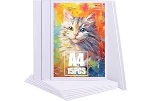 APACALI 15PCS Blank Canvas 21 x 30cm, A4 Canvas for Painting, Blank Canvases for Art, Canvases Boards for Painting, Sketching, Drawing, 3mm Thickness, White