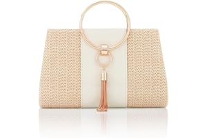 Jywmsc Bolsos de Paja para Mujeres Bolsos de Playa de Verano Bolso de Borlas para la Noche Bolsos de Mano