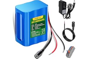 Mspalocell 12V 5600mAh Akumulator litowo-jonowy z ładowarką i linią przyłączeniową do radia, aparatów fotograficznych, kamer, organów elektronicznych, lampki DIY, teleskopów, sonaru