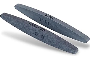 TYROLIT LIFE - Pietra affilata in ceramica per coltelli affilati (2 pezzi) – Grana 100 & 240 – Pietra per affilare falce, cesoie da giardino, ascia e tagliaerba