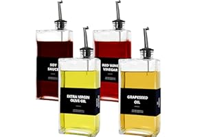 BIKALAN Olive Oil Dispenser Bottle for Kitchen, Coffee Syrup Dispenser Elegant & Classy Glass Cooking Oil Bottle Drizzler, Container, Cruet (Black*4, 500 ML)