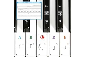 JYCSTE Grundlegende Musiktheorie Poster Set, Piano Keyboard & Staff Notation Guide und bunte Piano Keyboard Aufkleber Note Etiketten (stickers and theory poster)