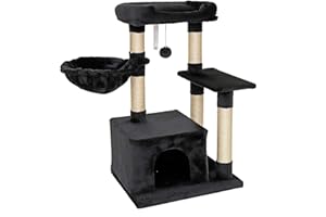 lionto Tiragraffi per Gatto Albero Tiragraffi Gatto Gioco Giocattolo Gatti Altezza 85 cm (Nero)