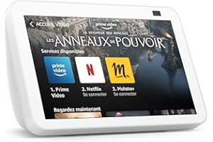 AMAZON Echo Show 8 (2e génération, modèle 2021) | Écran connecté HD avec Alexa et caméra 13 Mpx | Blanc