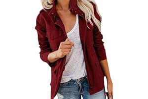 EMUKFD - Chaquetas anorak militares informales para mujer, ligeras, estilo safari, con cremallera y bolsillos, para primavera y otoño