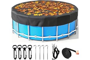 ROMIVO Bâche de Piscine Ronde Ø 371 pour piscines Ø320-366cm, Bâche de Piscine Ronde résistante aux intempéries/aux UV/à la poussière pour piscines Hors-Sol, avec Cordon de Serrage et Clous de Fond