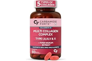 Carbamide Forte Multi Collagen Supplements For Skin | Collagen Tablets For Women & Men | Skin Supplements For Glowing Skin | Hydrolyzed Peptides With Type I, II, III, V & X - 90 Tablets