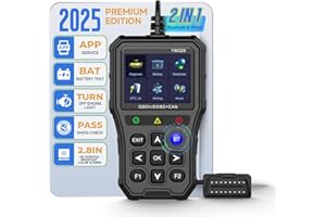 BingoHive Professional OBD2 Scanner con tester della batteria - strumento diagnostico per automobili, 3D UI 2,8 pollici IPS schermo TPU case, lettura e cancellazione codici di errore, nero