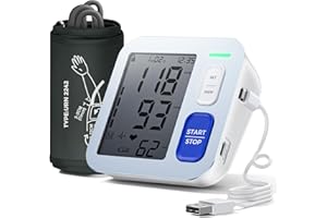 AIDISY Tensiometro de Brazo Digital, Medidor Tension Arterial Profesional, Aparato Tension Arterial con Pantalla LCD HD, Se Pueden Registrar 2 x 99 Datos de Usuario,Cable de Carga de Batería AA/Tipo-C