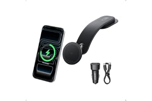 Anker MagGo Wireless Car Charger (Pad), 15W Qi2 Certified Fast Charging Car Adapter with Alloy B Strong Hold, 360° Adjustable View, For iPhone 17/16 /15/14 Series and More