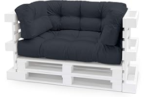 Spatium Cojines para pales europalé palets Funda desenfundable, Impermeable Antracita 4-Piezas Set