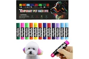 Tedious Tierhaarfarbe - 12 Farben waschbarer Nagellackstift für Hunde - Fellfarbe, Bauernhoftier-Markierungsmarker für Rinder, Haustiere, temporäre Farben, Haarmalstifte für Haustiere