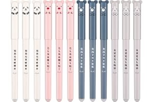 Xinstroe 12 Stück Radierbarer Kugelschreiber, Cartoon Stifte Gel Ink Pen Erasable Pen Löschbarer Gelstift für Kinder Studenten Schule Büro (Blau)