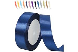 MORAINJAY 25mm Cinta de Satén,23M Cinta Regalo Azul Marino para Envolver Regalos,Cinta de Lazo,Cinta de Globos,Cinta de Ramo,Cinta de Cumpleaños Regalo,Cinta de Raso para Vestidos de Bodas Decoración