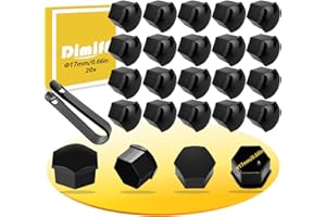 Dimiff Cache Ecrou 17mm, Cache Boulon 20+1pcs, Cache Boulon Jante, Capuchons Protection Hexagonal pour écrous de Roue, avec Outil Demontage |Noir-17mm