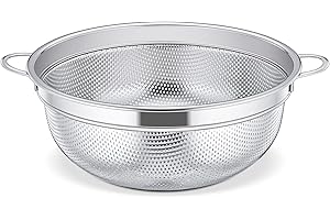 Sieb, Onader Edelstahl Nudelsieb Küchensieb mit Griffen, Metall Mikroperforiertes Abtropfsieb Seiher für Nudeln, Reis, Gemüse, Früchten, Spülmaschinenfest - 20cm