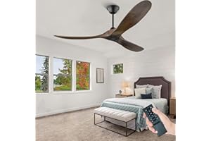 XSGDMN Ventilatore a soffitto in legno, per esterni senza illuminazione, regolazione intelligente dell'ora, risparmio energetico, modalità estiva inverno, per camera da letto, veranda