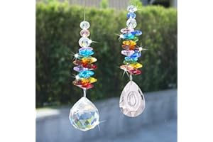 SEASBOES 2 Piezas Colgante Cristal, Atrapasoles de Cristal, Colgante Bola de Cristal Prisma, para Decoración de Lámpara de Casa, Boda, Navidad