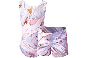 Dancina Turnanzug für Mädchen Marmor-Design-Linie 2-teiliges Set Gymnastikanzug mit Hose für Kinder