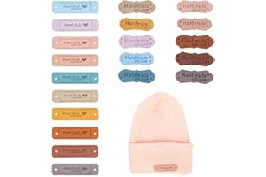 ‎LICHUANUK LICHUANUK 40 Stück Handmade Label, Handgefertigte Lederetiketten Etikett aus Wildleder mit Löchern, Strickzubehör für DIY-Hüte Kleidung Annähen Strickdekoration (1.5x5.5cm&4.2x1.5cm)