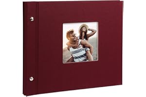 goldbuch 26972 Schraubalbum mit Fensterausschnitt, Bella Vista, 30 x 25 cm, Fotoalbum mit 40 schwarze Seiten mit Pergamin-Trennblättern, Album erweiterbar, Fotobuch aus Leinen, Bordeaux