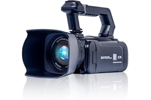 Fine Life Pro Cámara de vídeo 4K 64MP 60FPS 64x Zoom Digital Autofocus Vlogging Cámara para YouTube, HD Webcam Camera con batería de 1500 mAh, micrófono y visión nocturna