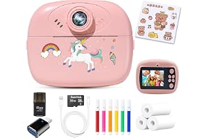 Kids Instant Print Camera with Selfie Mode, Games & Rechargeable Battery | 1080P Digital Camera for Kids with Print Paper, 32GB SD Card & Color Pens | Birthday Gift for Boys & Girls Ages 3-12 Years