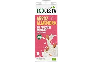 ECOCESTA MEJOR CADA DIA - Pack de 6 Unidades de 1 L de Bebida Ecológica Vegetal de Arroz y Almendra - Sin Azúcar Añadido y Sin Gluten-Apto para Veganos - Ideal para Tomar Sola, con Café o en Batidos
