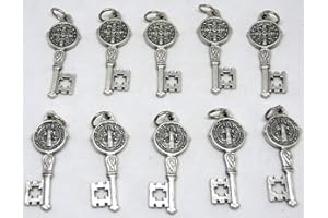 GTBITALY 60.423.30 001 Chiavi medaglia di San Benedetto in Argento galvanizzato per 10 Pezzi Misura 3,5 cm