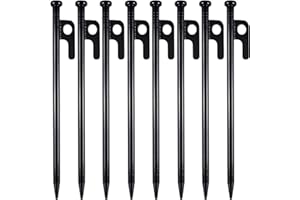 Lemotoy 8 Pcs Tent Pegs Metal Heavy Duty,Heavy Duty Tent Pegs,Metal Pegs,Heavy Duty Tent Pegs for Tent Camping,Camping Awnings, Garden(Black)