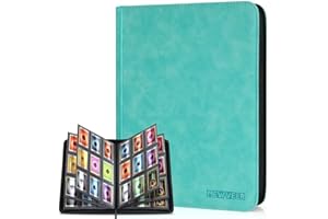 MewVeer Top Loader Álbum Cartas, Album de Carta, Capacidad para 252 Top Loaders 9 Bolsillos, Carpeta Cargadores Superiores Card Binder para Tarjeta YGO, Azul Tiffany (No para cartas SIN un Top Loader)
