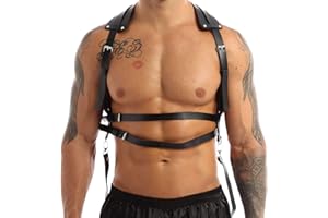 Aislor Arnés de Pecho Cuero Hombre Sexy Punk Harness Cinturón Tirantes de Charol Sexy Cuerpo Músculo Mirada Mojada Clubwear Disfraz de Fiesta Noche