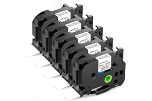 Aken Compatible avec TZe-251 24mm Ruban pour Brother TZe-251 TZe251 P touch TZe 24mm Noir sur Blanc, Laminé Recharge pour Etiqueteuse Brother Ptouch P700 2430 D600 9700PC P750W, Paquet de 5