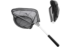 WHIZNOOK Angel Kescher Mit Rutschfestem Griff, Raubfisch Kescher, Angelkescher Gummiert, Langlebiges Nylon Kescher Angeln Gummiert, Teleskop Kescher Angeln Mit Faltbare Fischernetz, Teleskop-Kescher 53 cm